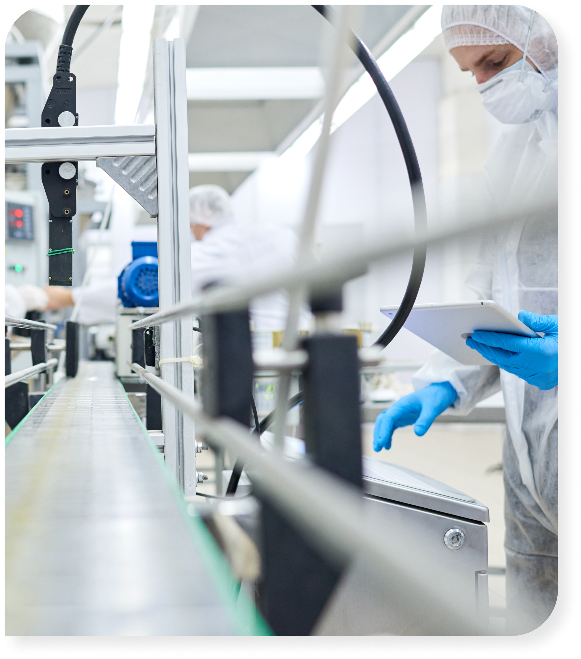 Clean sterile environment wearing full ppe wearing true health nitrile gloves and ppe
