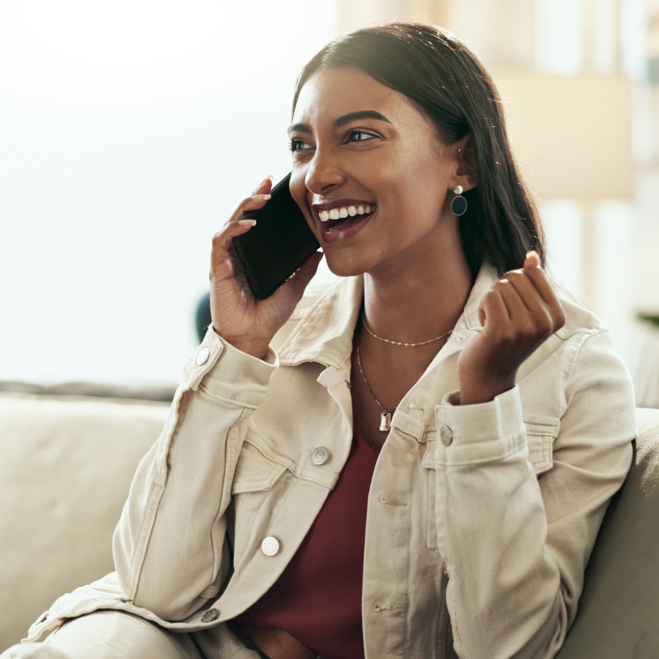 Lady on the phone ordering ppe from true health 